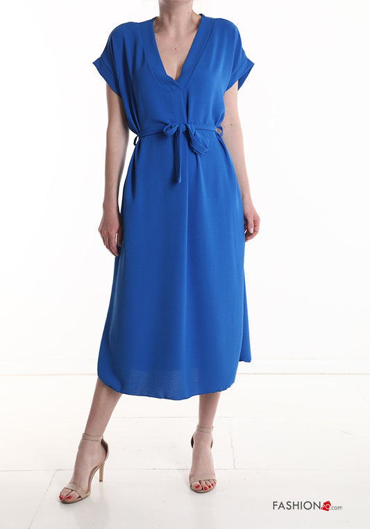 Sommerkleid - Langes Kleid mit Taschen - Blau - Il Pasto Fashion & Food