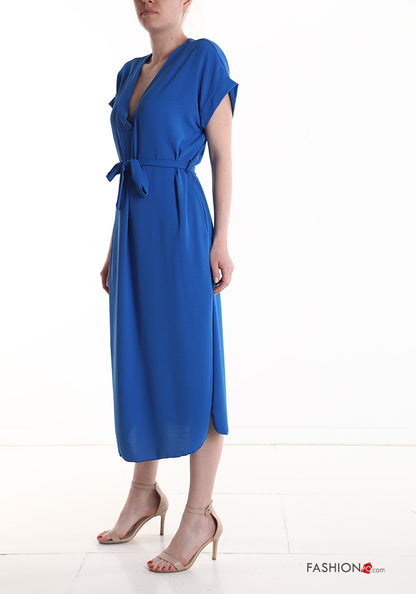 Sommerkleid - Langes Kleid mit Taschen - Blau - Il Pasto Fashion & Food